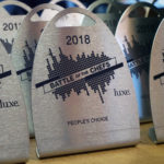 Laser Cut, StayMark® Laser Marked, and Metal Formed 16 Gauge Stainless Steel Awards with #4 Finish